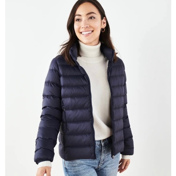 DESIGN LAB Lightweight Hooded Down
Quilted Puffer Jacket, Navy - Picture 3 of 7